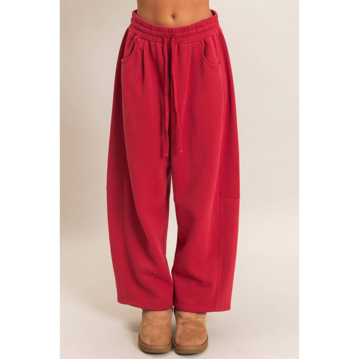 Drawstring Waist Barrel Sweatpants: BLACK / S-M-L(2-2-2)