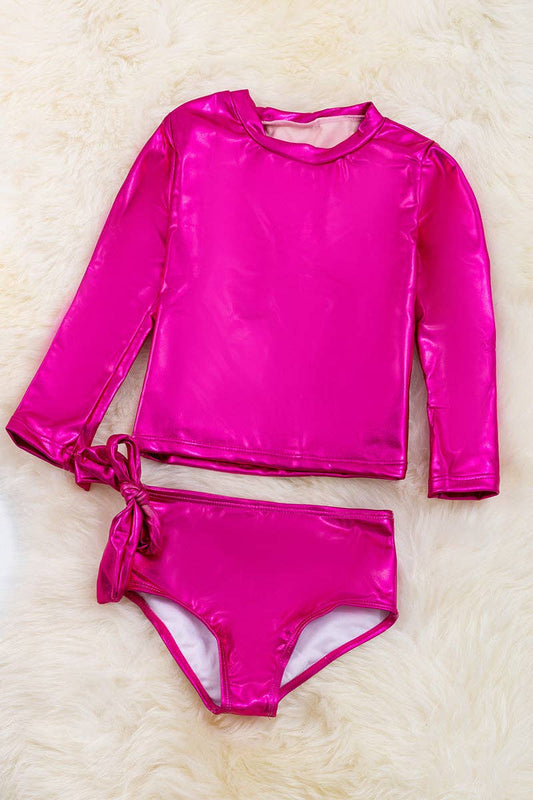 Metallic pink swim set
