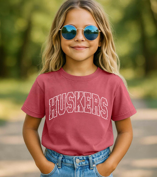 Children's Huskers Polka Dot Puff CC Tee