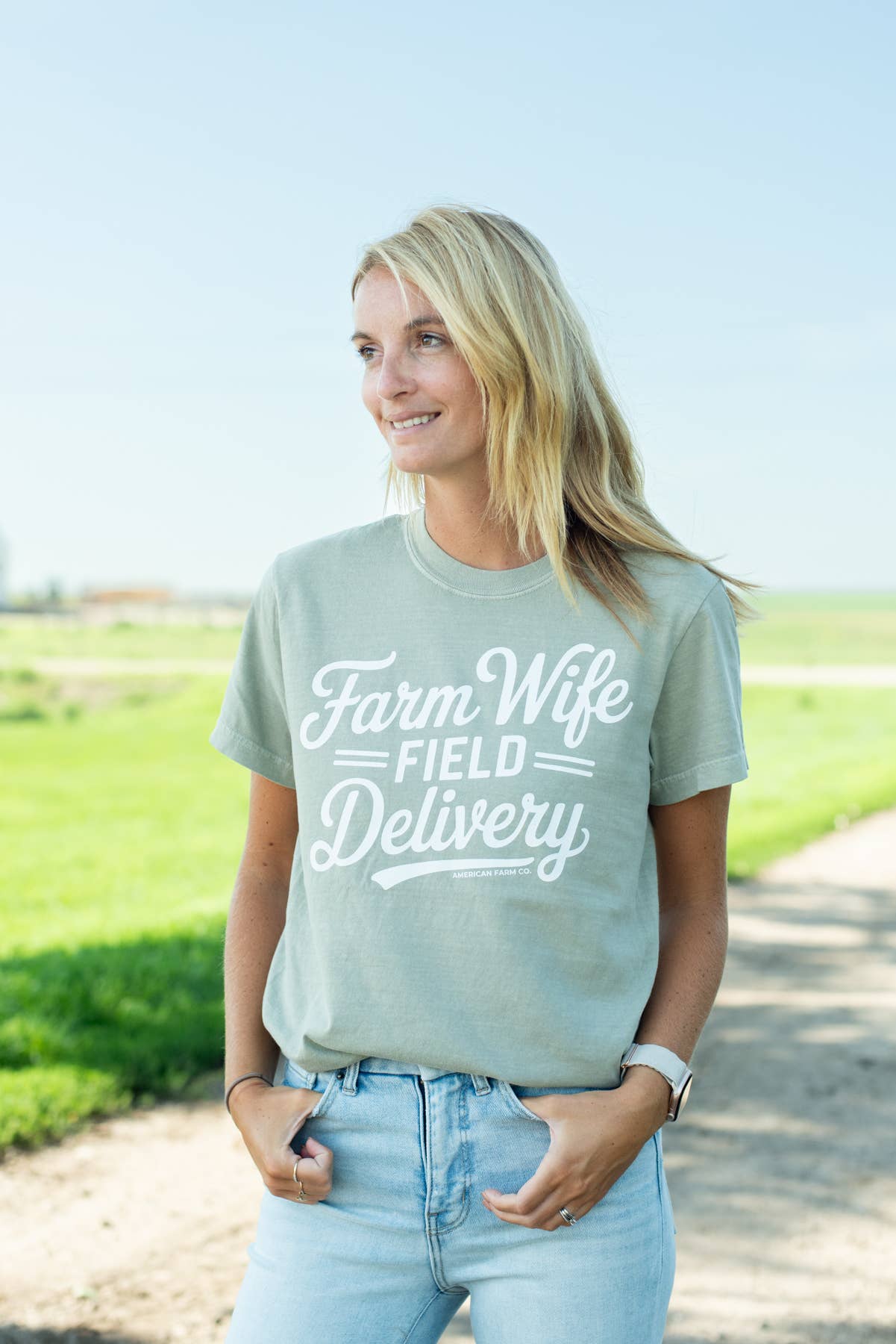 Western 'Farm Wife Field Delivery' Sage Women's Graphic Tee: 2XL