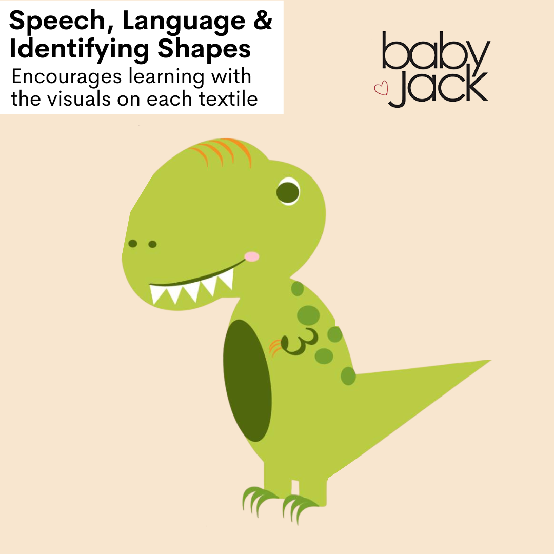 Dinosaur Learning Lovey Crinkle Tag Sensory Toy 8"x8"