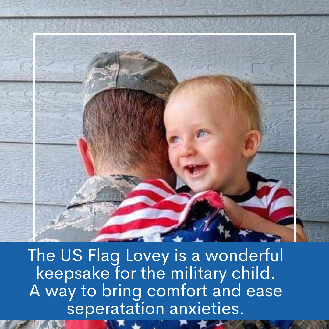 USA American Flag Red White Blue Learning Lovey Toy 8" x 8"