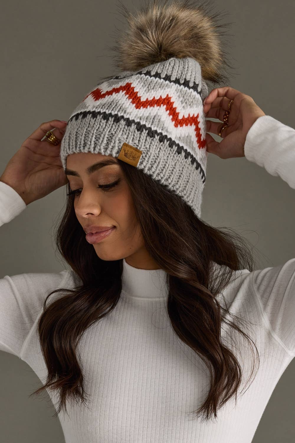Patterned Pom Hat