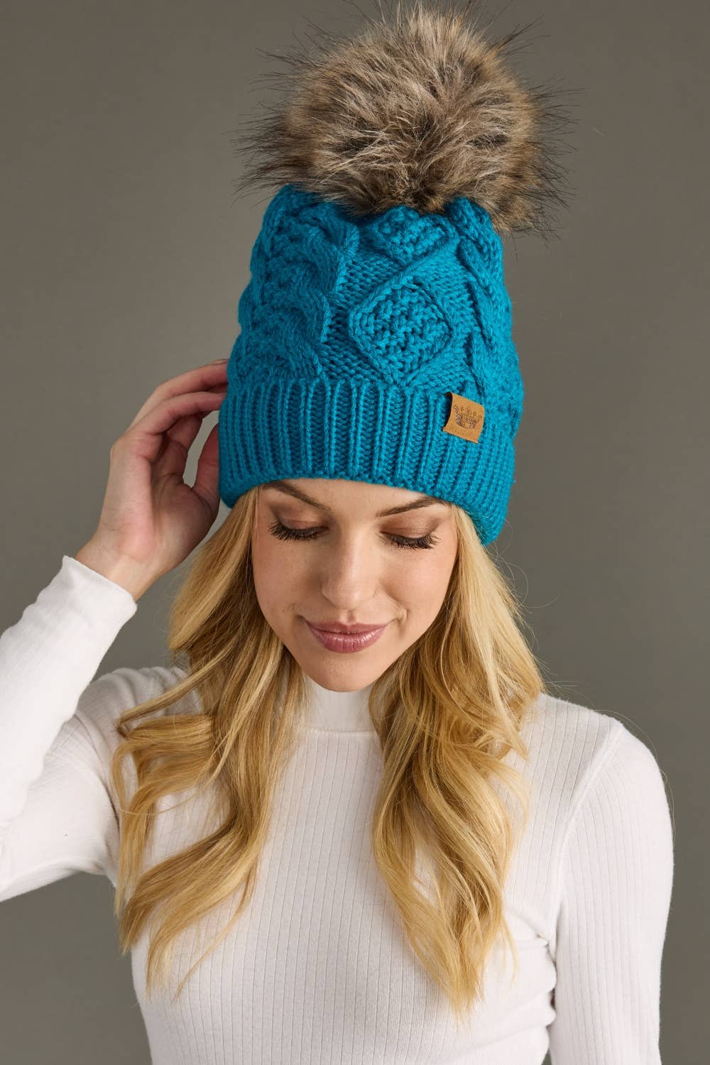Cable Knit Pom Hat