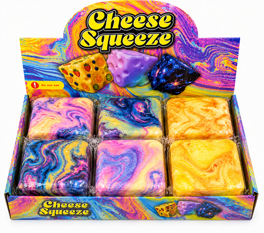 Cheese Squeeze Foam Squishy – 3” Assorted Styles 6 PC Display MSS5