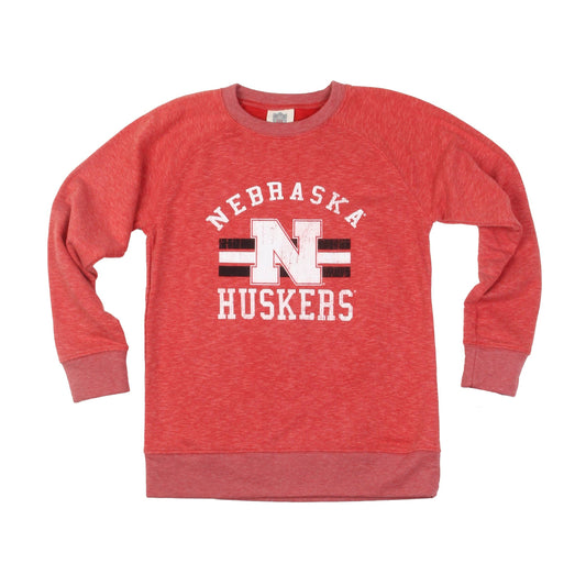 Nebraska Huskers Youth Blend French Terry Crew: L