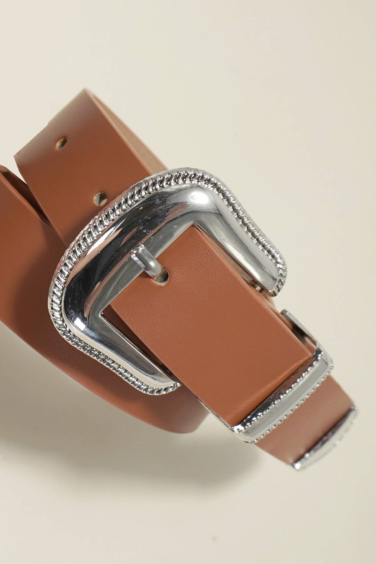 CLASSIC WESTERN BUCKLE FAUX LEATHER BELT: Brown