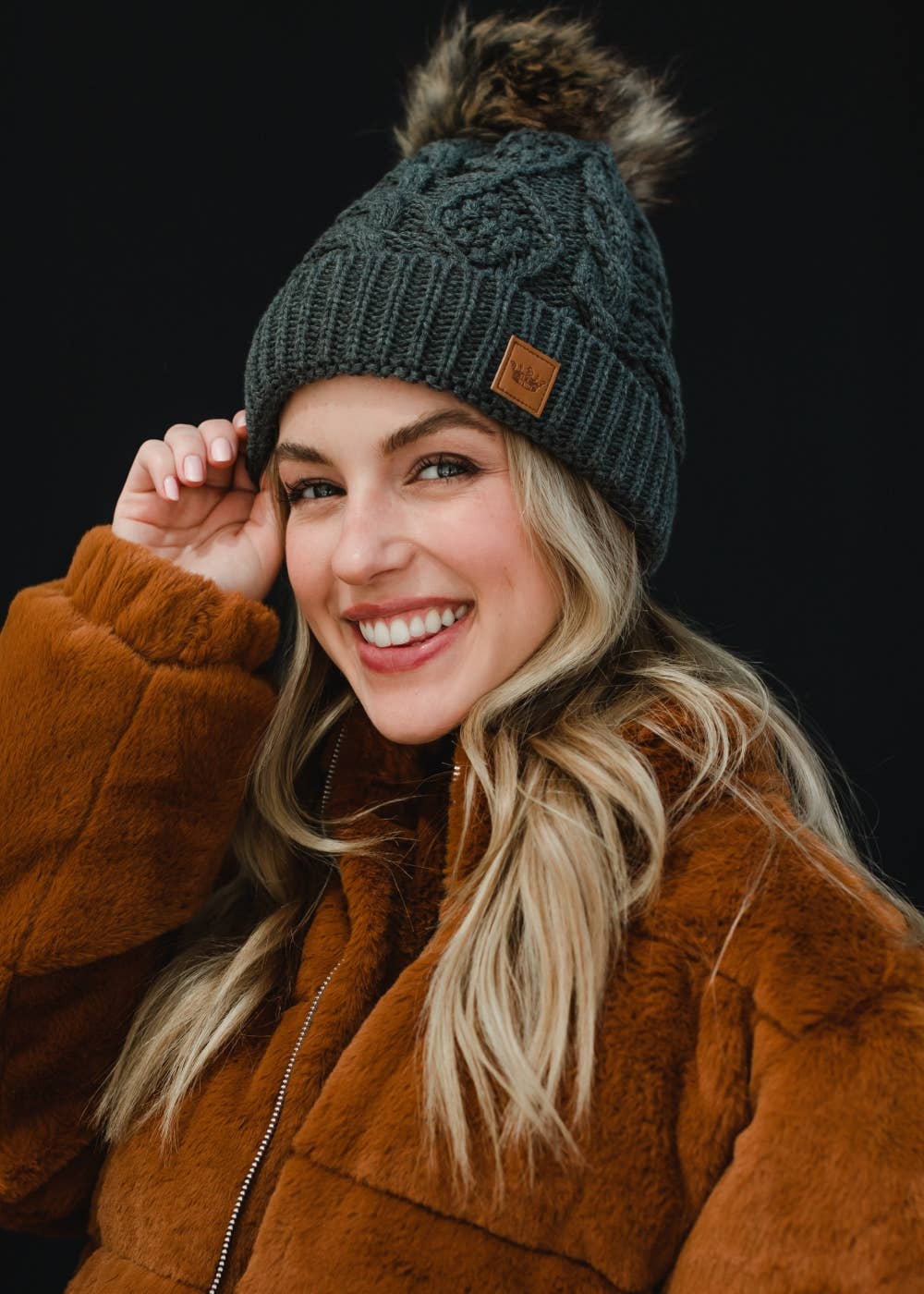 Cable Knit Pom Hat