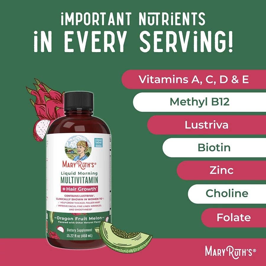 Dragonfruit Melon Liquid Morning Multivitamin + Hair Growth