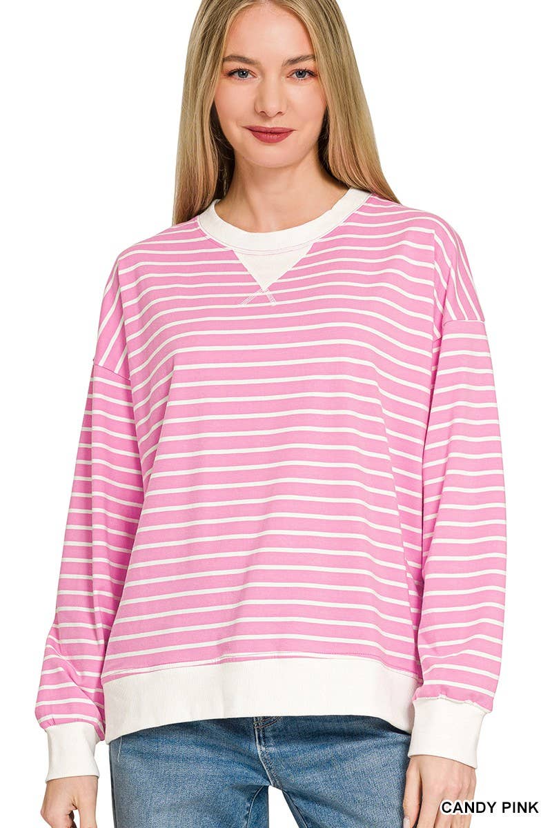 Striped Pullover: CANDY PINK / 2-2-2(S-M-L)