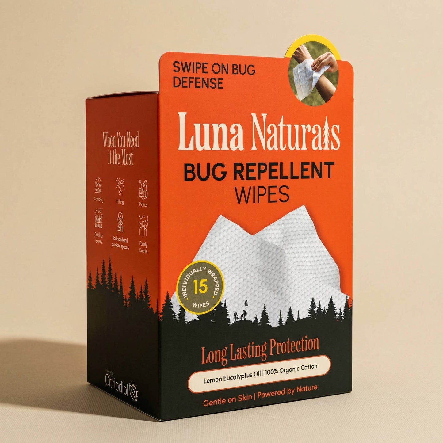 Natural Bug Repellent Wipes — Lemon Eucalyptus | 15ct
