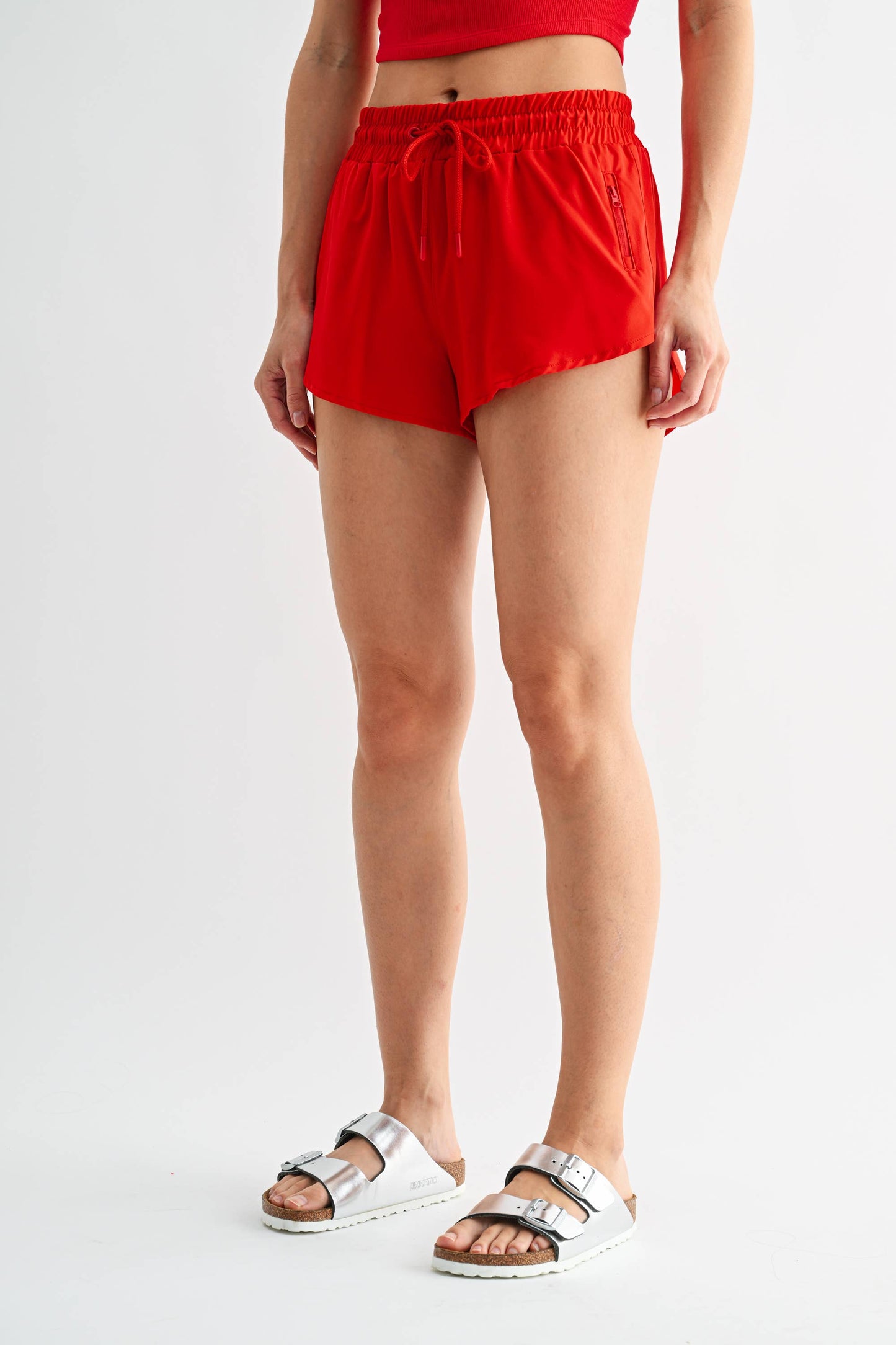 Drapey Mini Shorts: GREEN POP