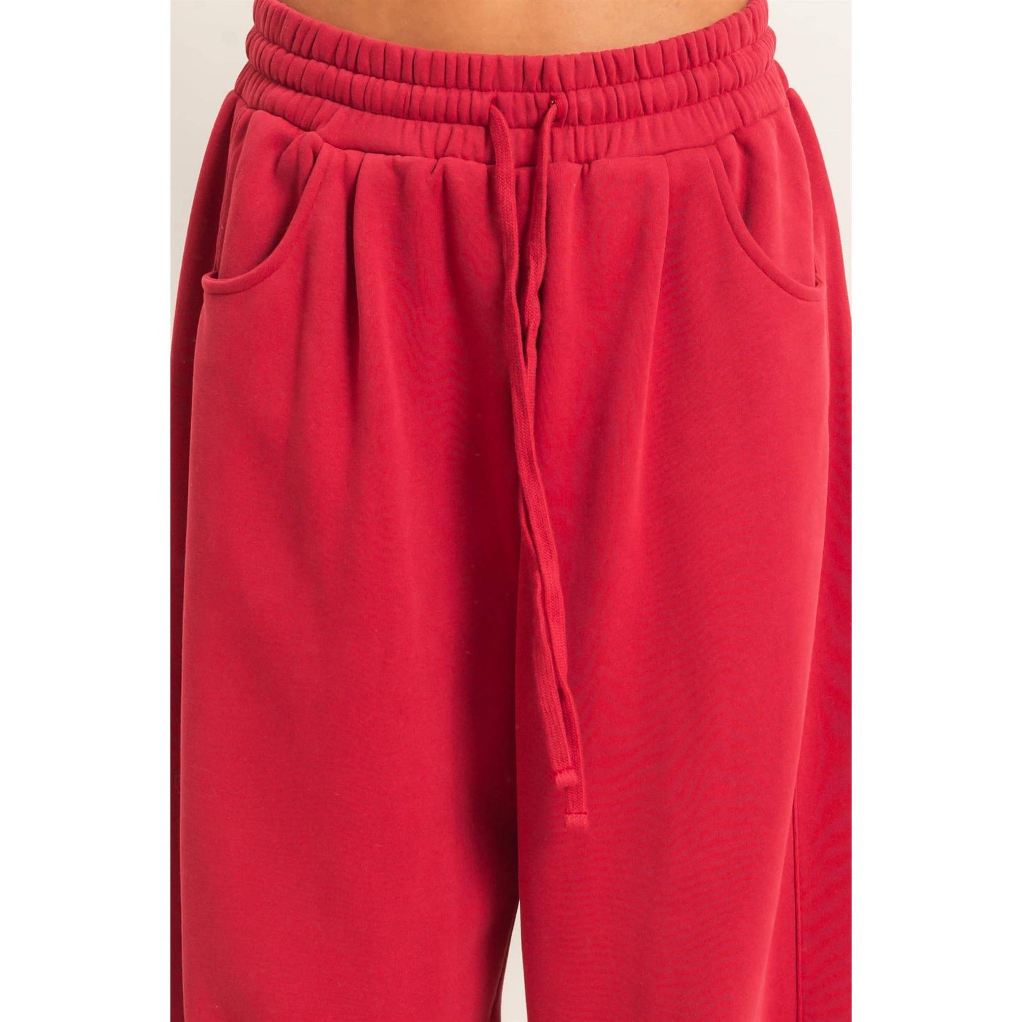 Drawstring Waist Barrel Sweatpants: BLACK / S-M-L(2-2-2)