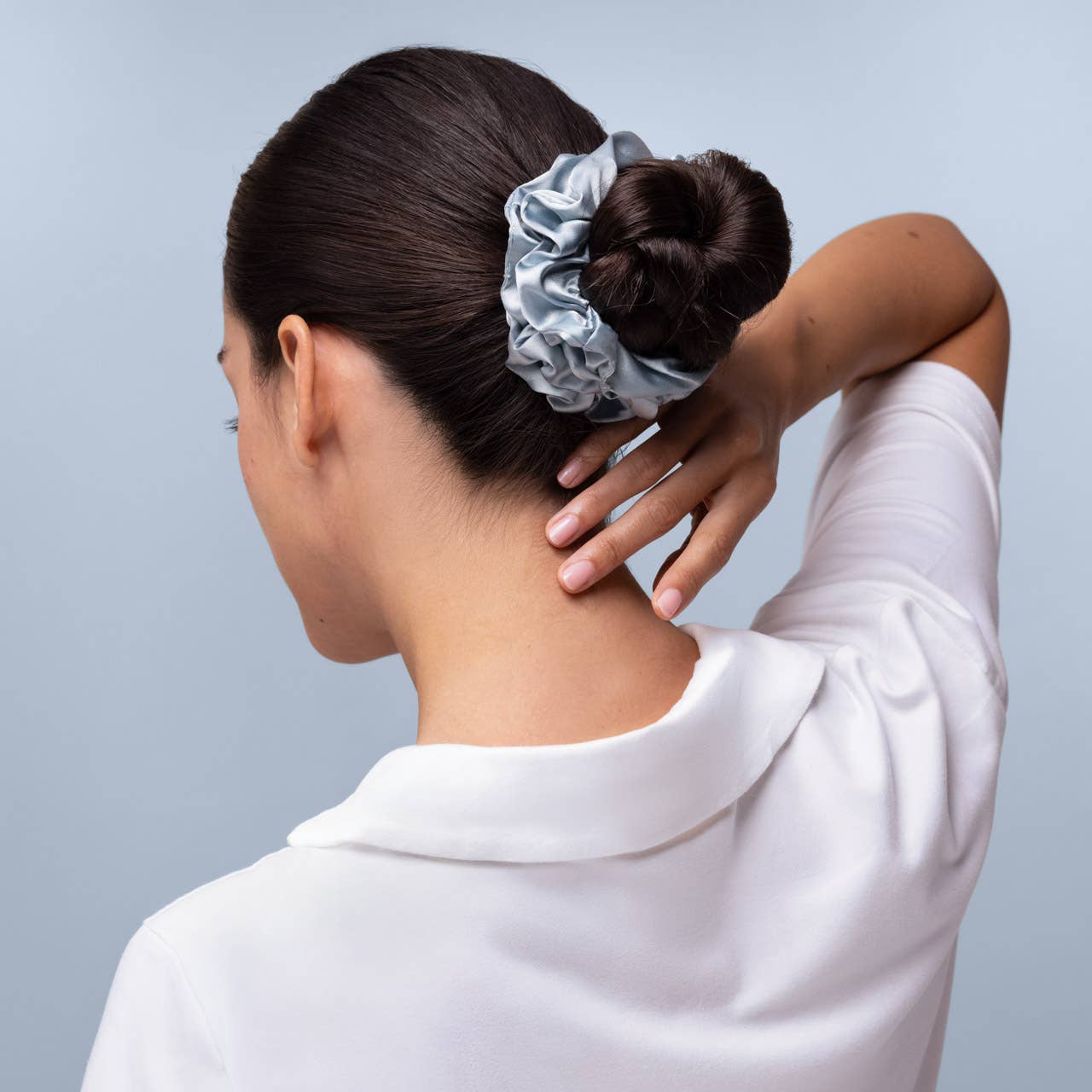 Satin Sleep Scrunchies 5pc Set - Haze Blue