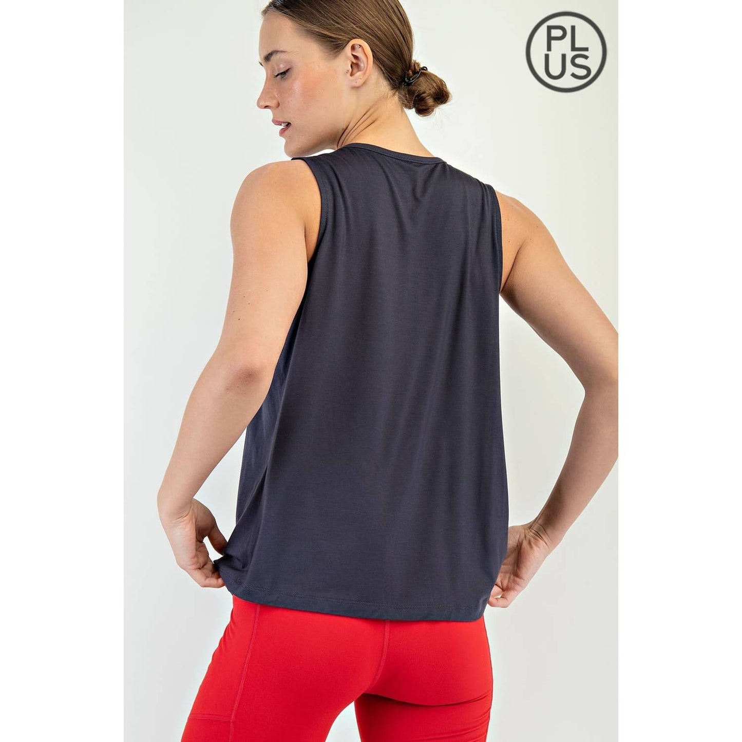 PLUS SIZE VISCOSE MODAL SLEEVELESS TANK: Black / 1X-2X-3X(3-2-1)