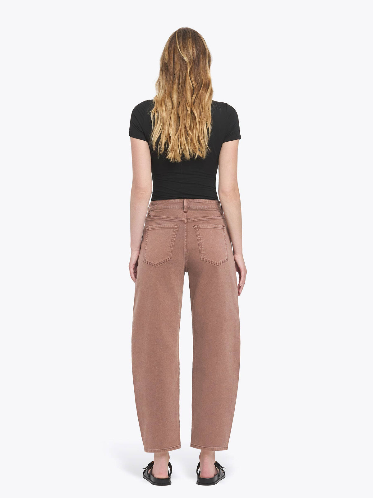 SUPER HIGH RISE BROWN SLIM BARREL JEANS
