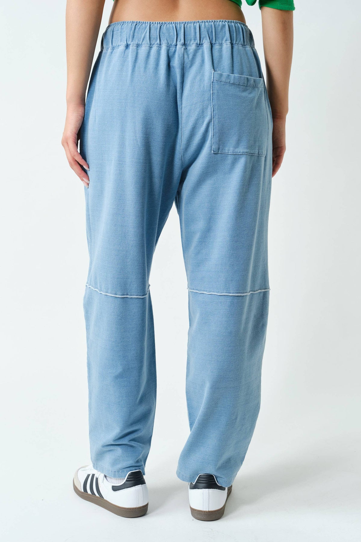 Cotton Blend Mineral Wash Cropped Straight Leg Pants:COFFEE BEAN