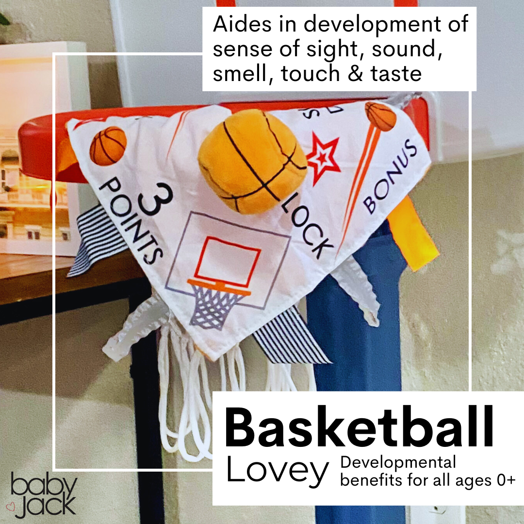 Basketball Baby Learning Lovey Tag Stroller Toy 10" x 10"