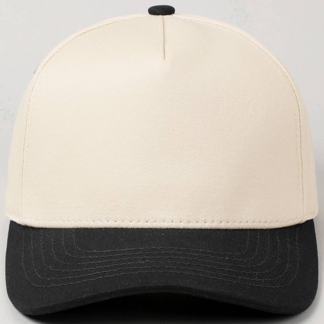 Kids Plain Two Tone Canvas Cotton Baseball Cap : Red / ONE SIZE