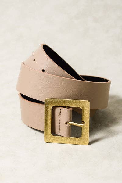 CLASSIC OVERSIZED SQUARE BUCKLE BELTS | TAUPE