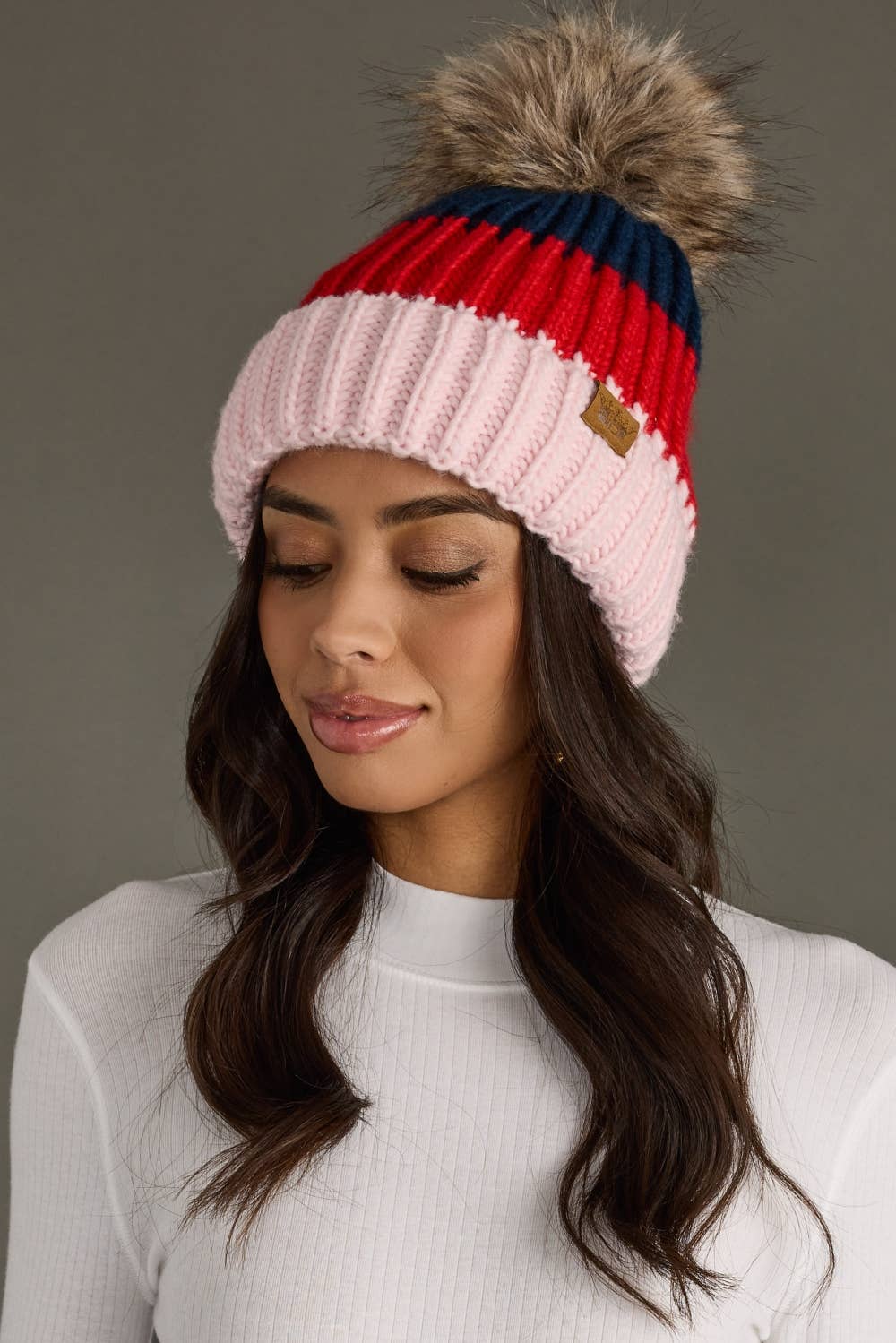 Color Block Pom Hat
