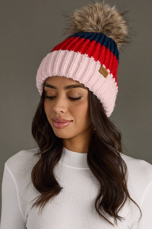 Color Block Pom Hat