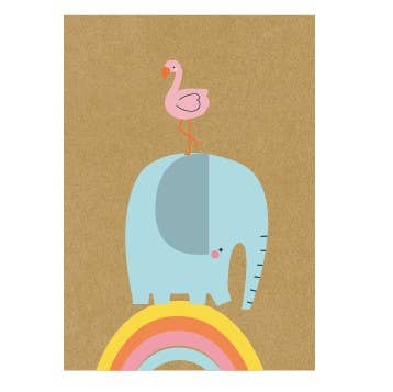 Baby Shower Flamingo and Elephant Gift Bag