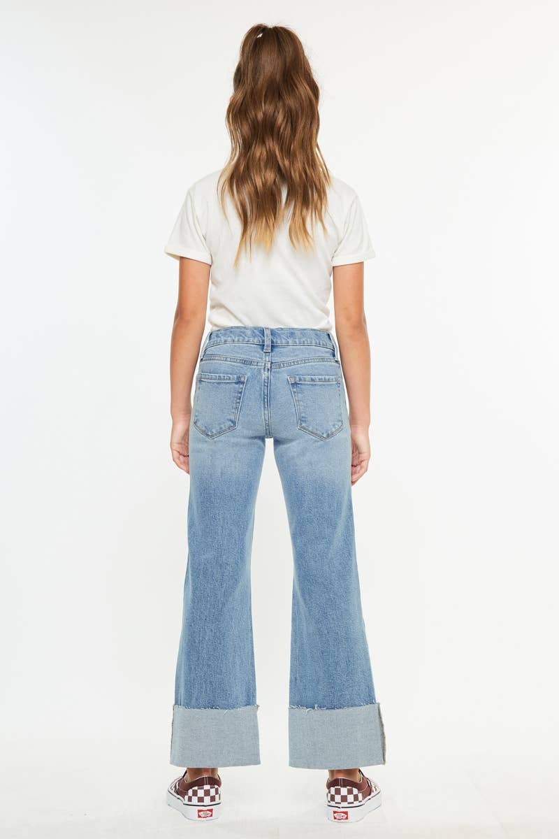 OPEN PACK MID RISE WIDE FLARE JEANS-YC78027M: MEDIUM / 5