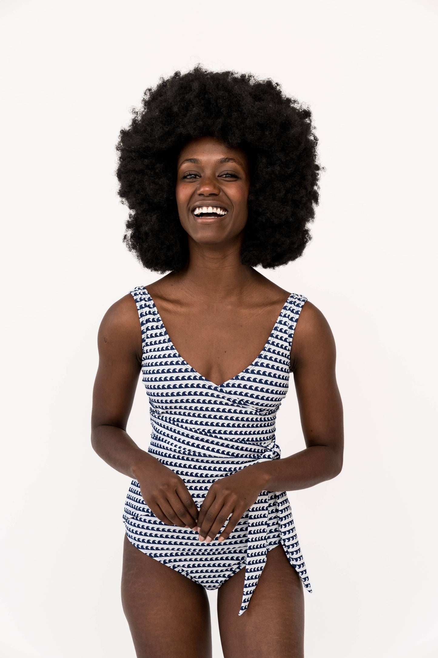 Navy Wave Wrap 1 Piece