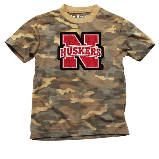 Huskers Youth Camo Shortsleeve