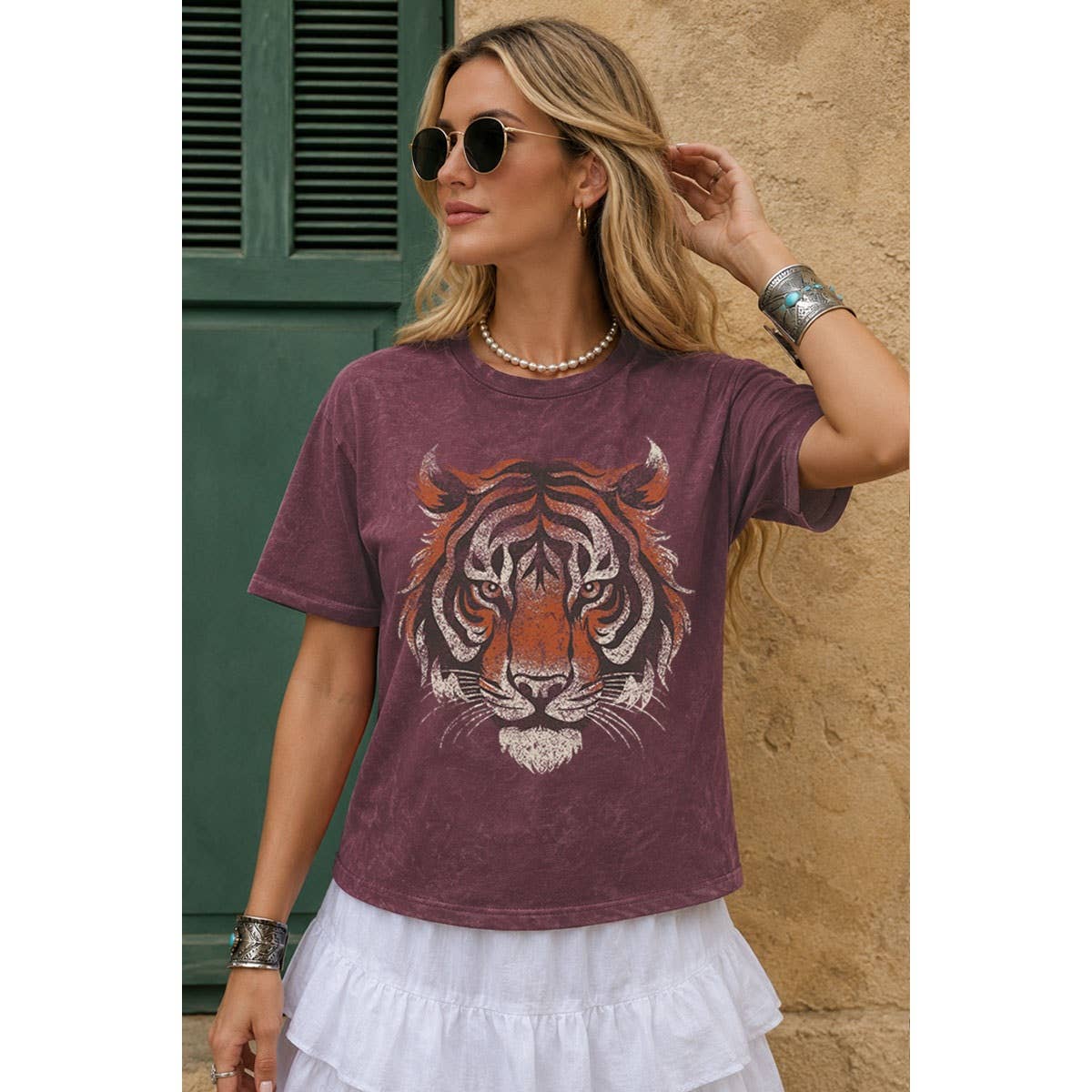 TIGER BIG FACE MINERAL GRAPHIC TEE