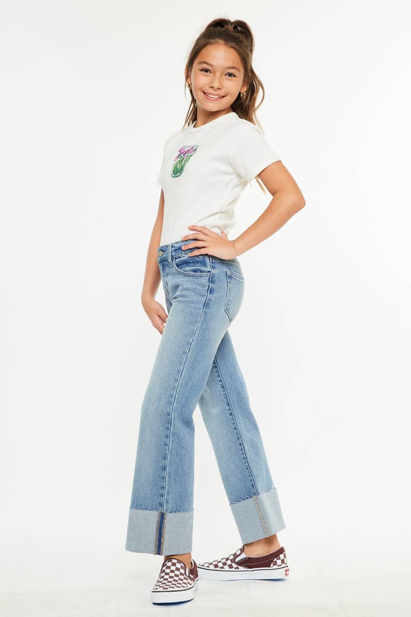 OPEN PACK MID RISE WIDE FLARE JEANS-YC78027M: MEDIUM / 6
