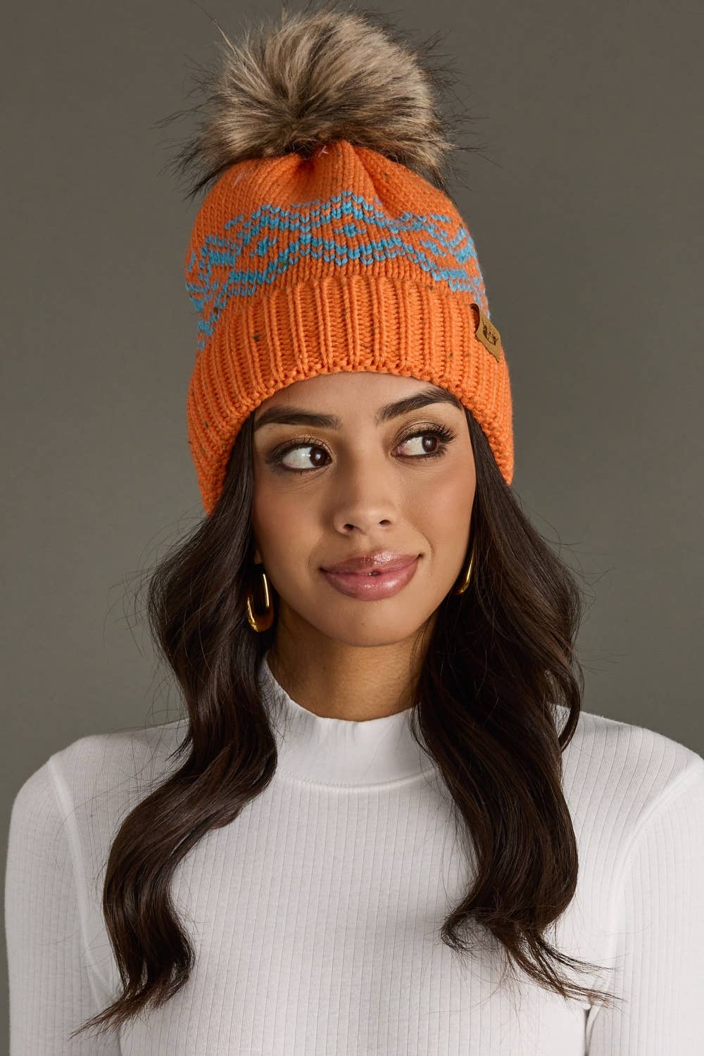 Speckled Pattern Pom Hat