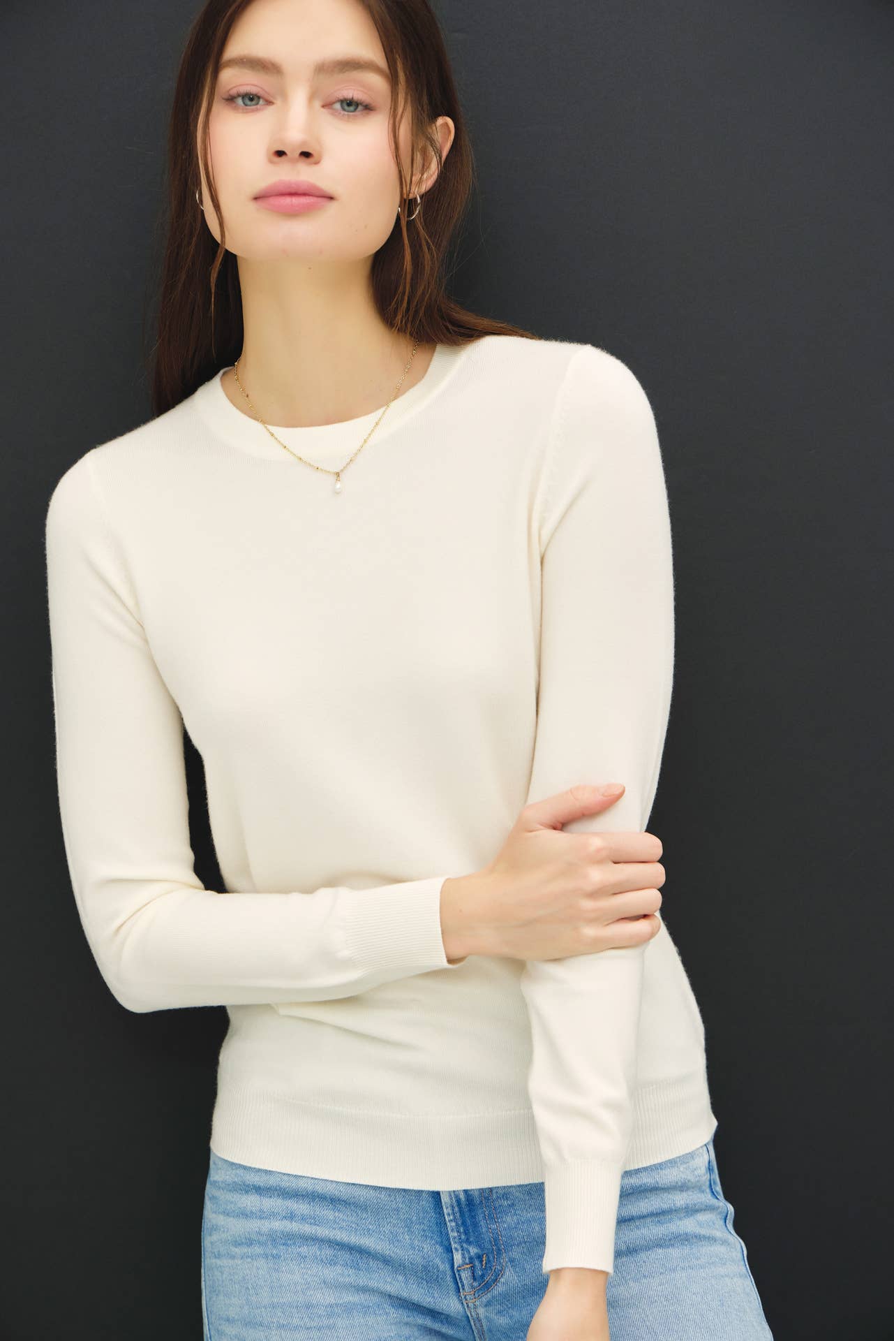 VISCOSE SOFT KNIT IVORY SWEATER