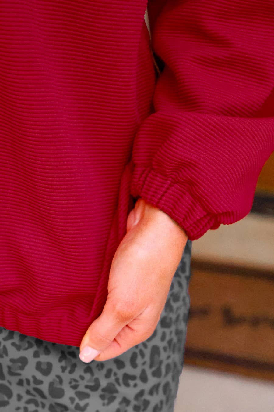 Levi Ribbed Quarter Zip Pullover- Red: Red / Large