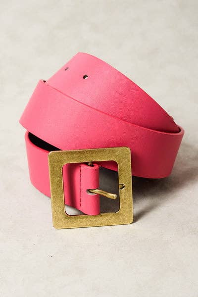 CLASSIC OVERSIZED SQUARE BUCKLE BELTS | FUSCHIA