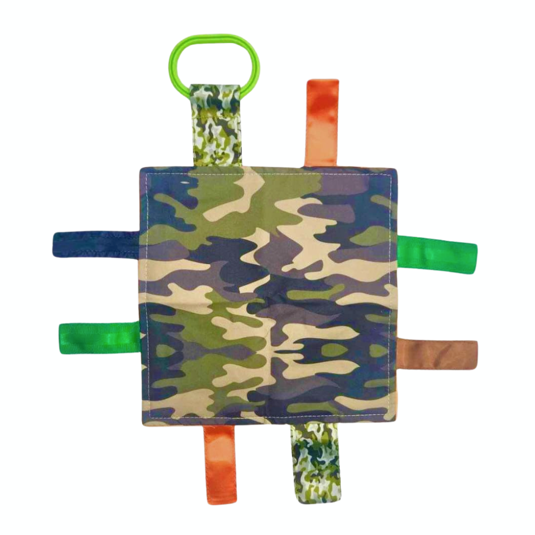 Camouflage Woods Hunting Blaze Orange Crinkle Tag Square Toy