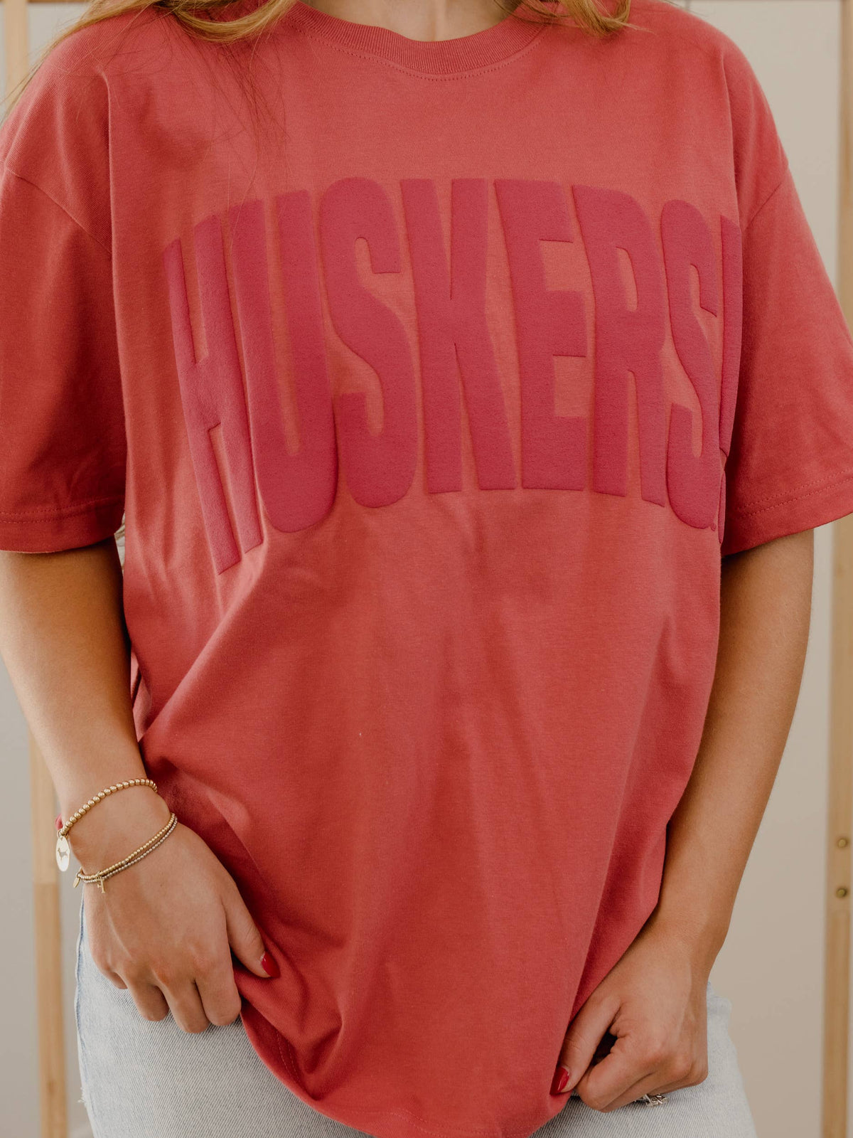 Nebraska Huskers Mono Puff Ink Red Heavyweight Tee