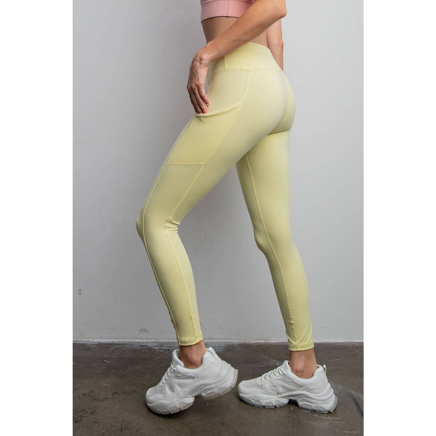 BUTTER BASIC LEGGING WITH POCKETS: Stone Taupe / S-M-L(2-2-2)
