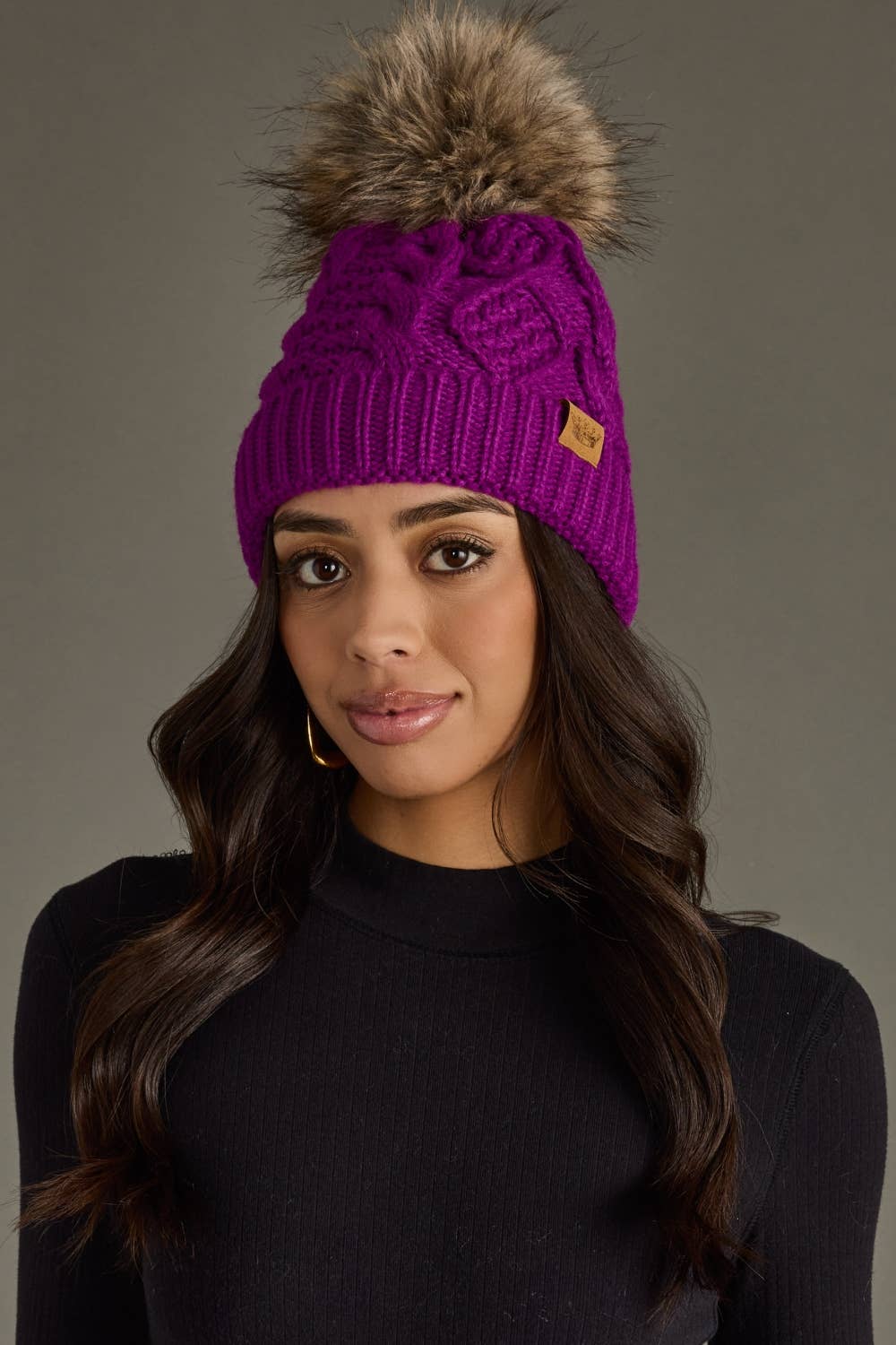 Cable Knit Pom Hat