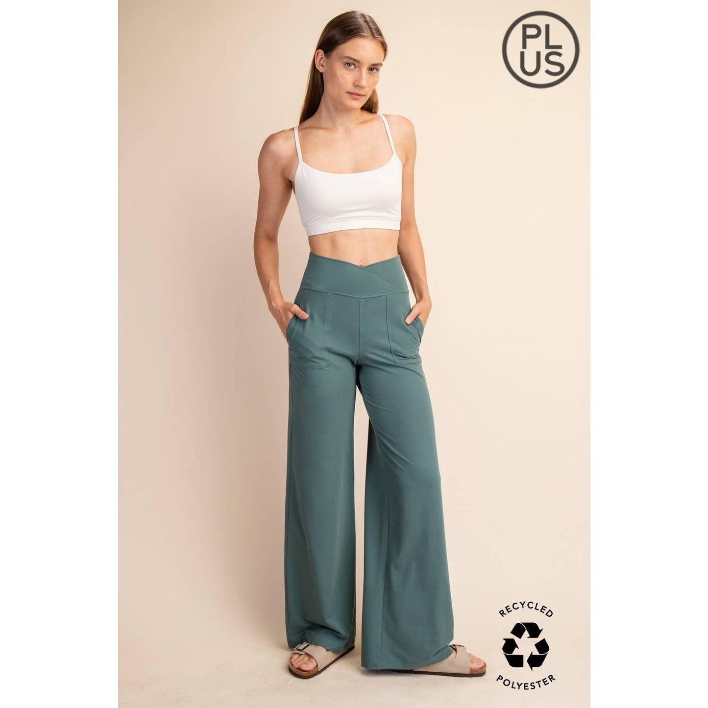 PLUS SIZE BUTTER V WAIST WIDE PANT