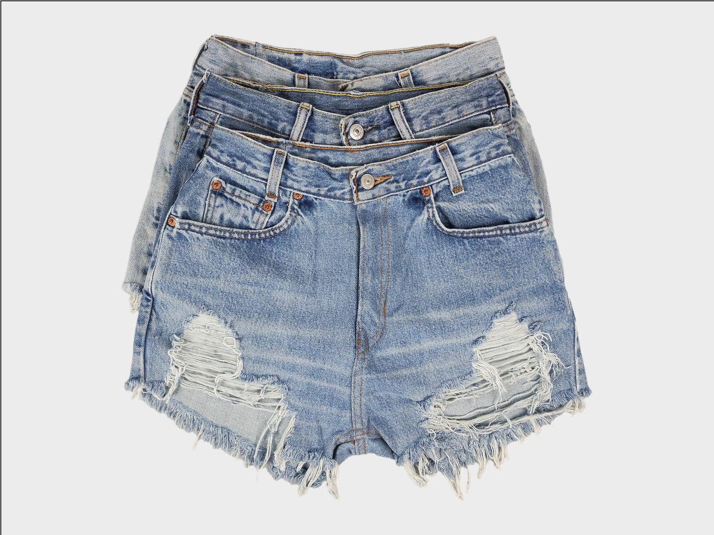 Frayed Upcycled Denim Shorts