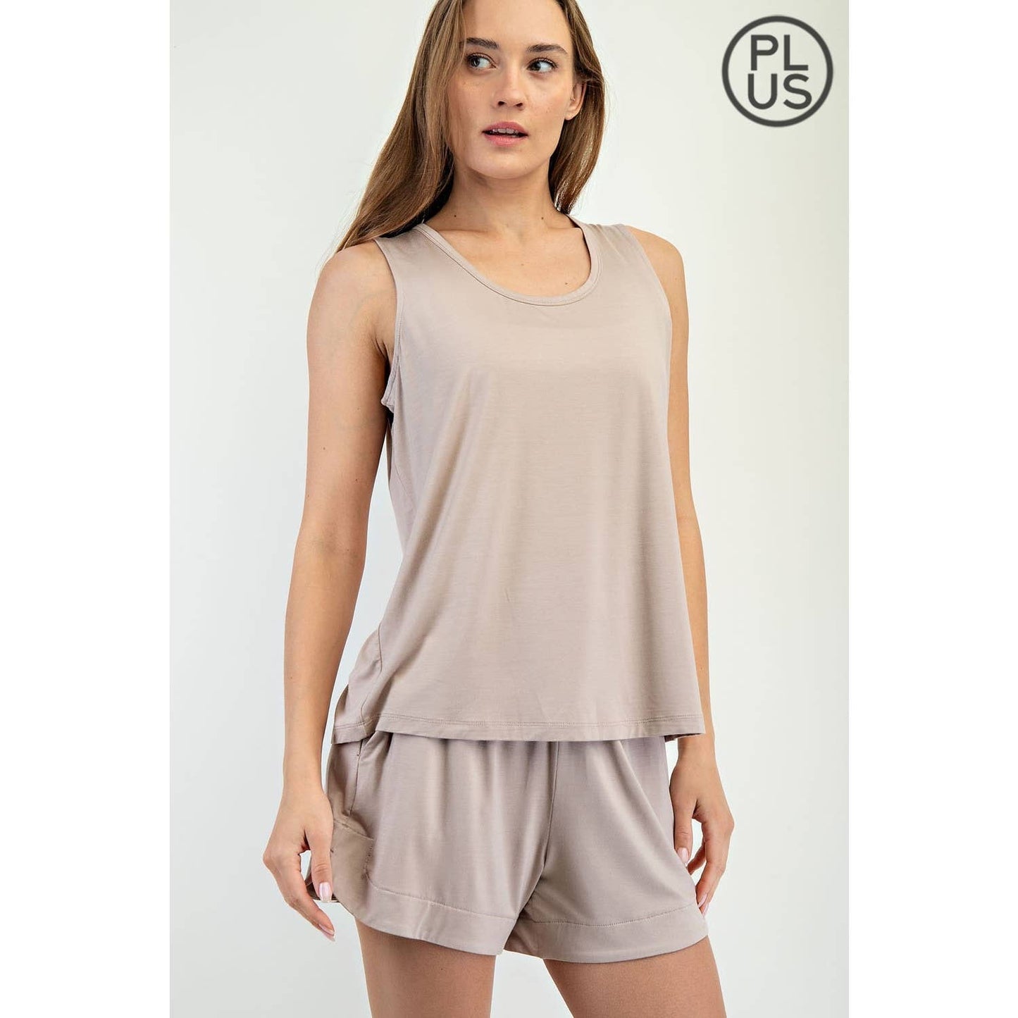 PLUS SIZE VISCOSE MODAL SLEEVELESS TANK: Black / 1X-2X-3X(3-2-1)