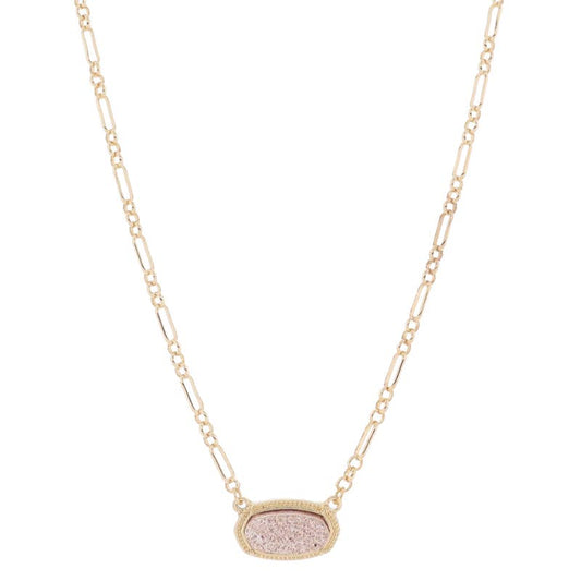 Rose Gold Druzy Oval Necklace