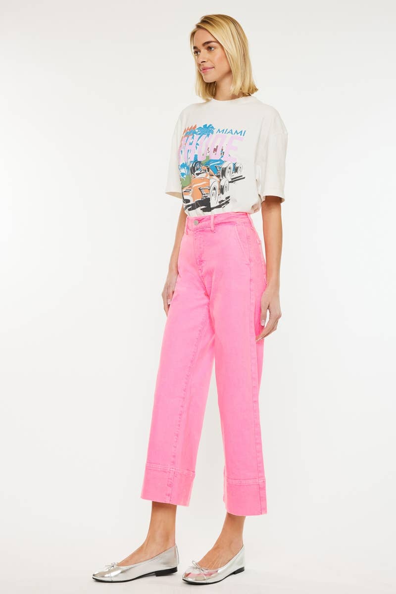 Kan Can HR WIDE LEG JEANS: NEON PINK