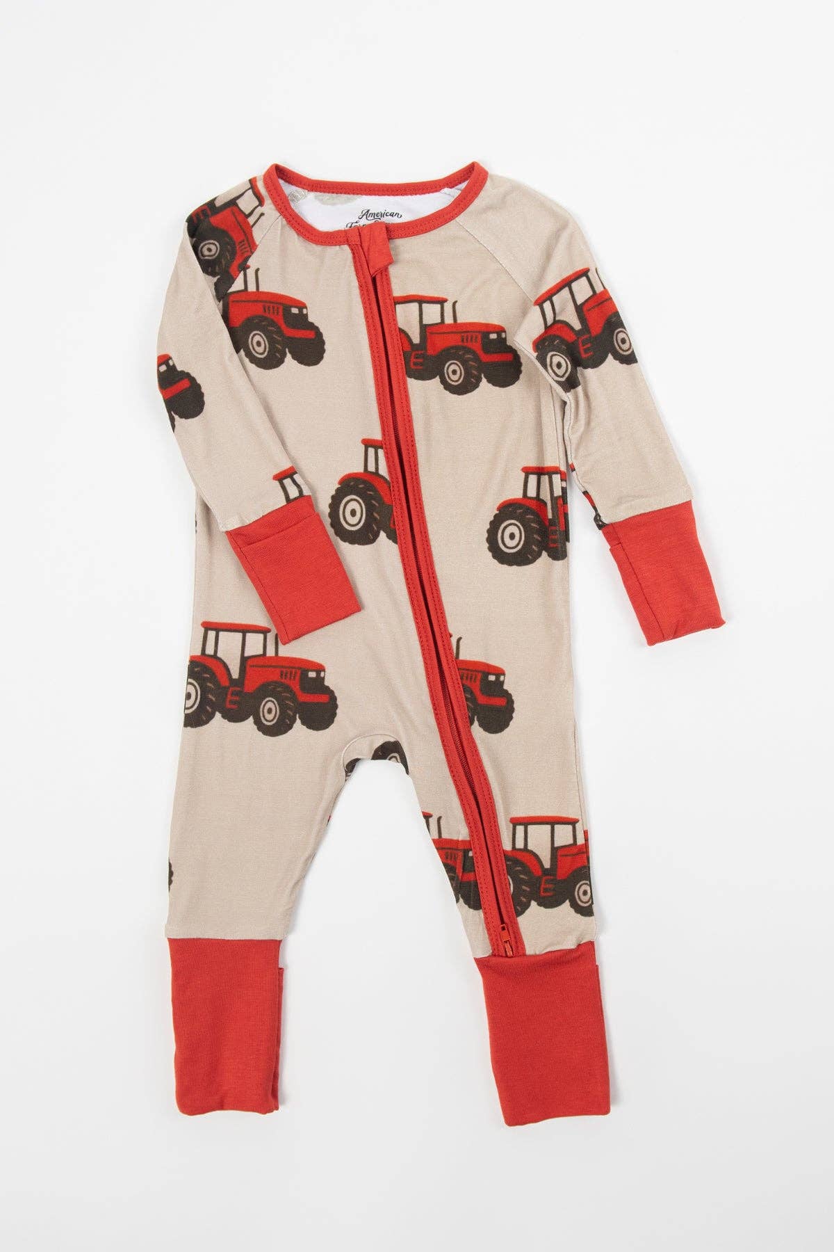 Classic Red Tractor Baby Bamboo Zippy: 6-12 Month
