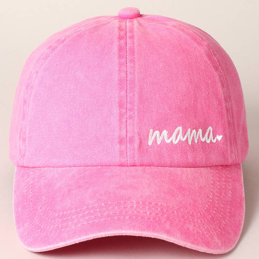 Mama Letters Embroidered Baseball Cap: HOT PINK / ONE SIZE