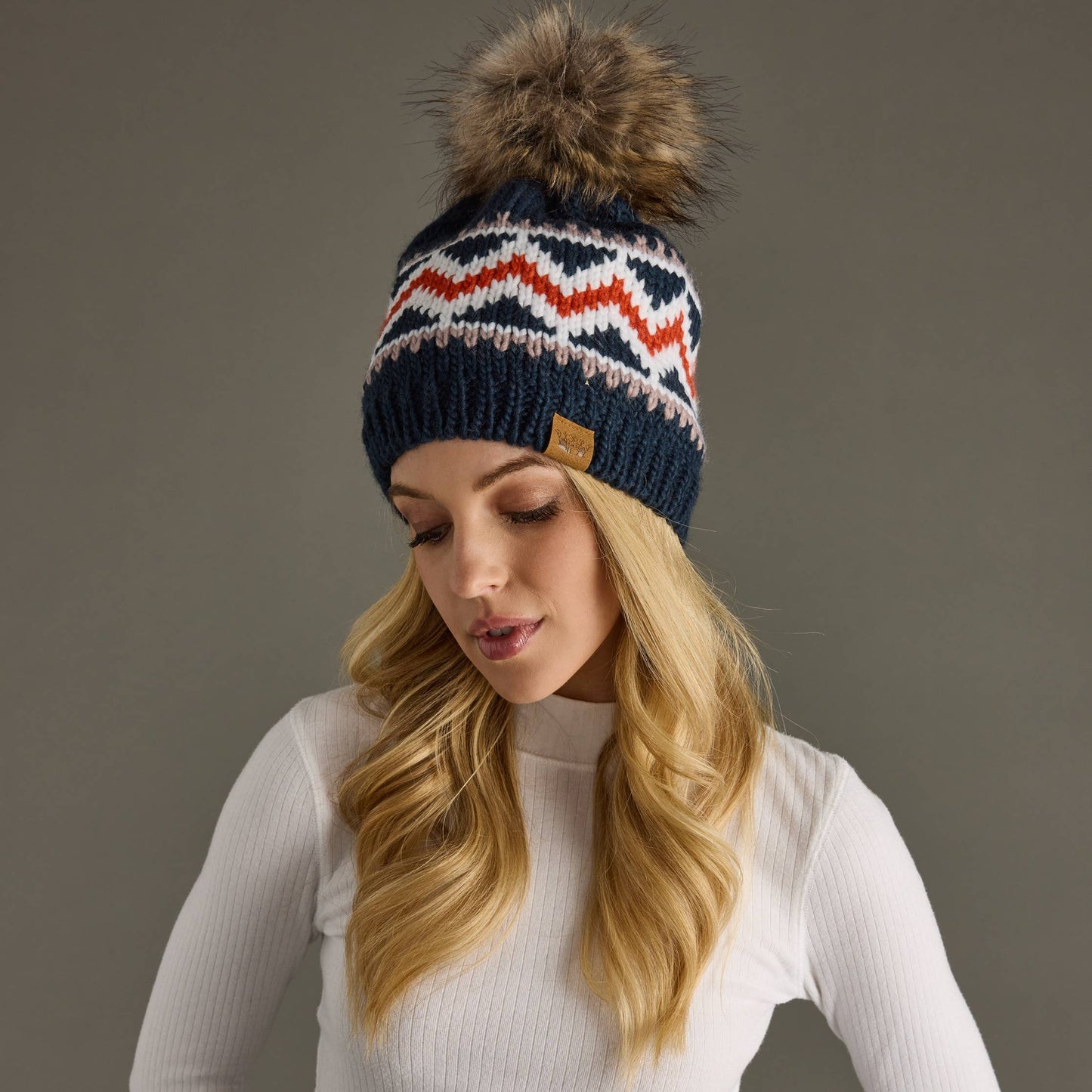 Patterned Pom Hat