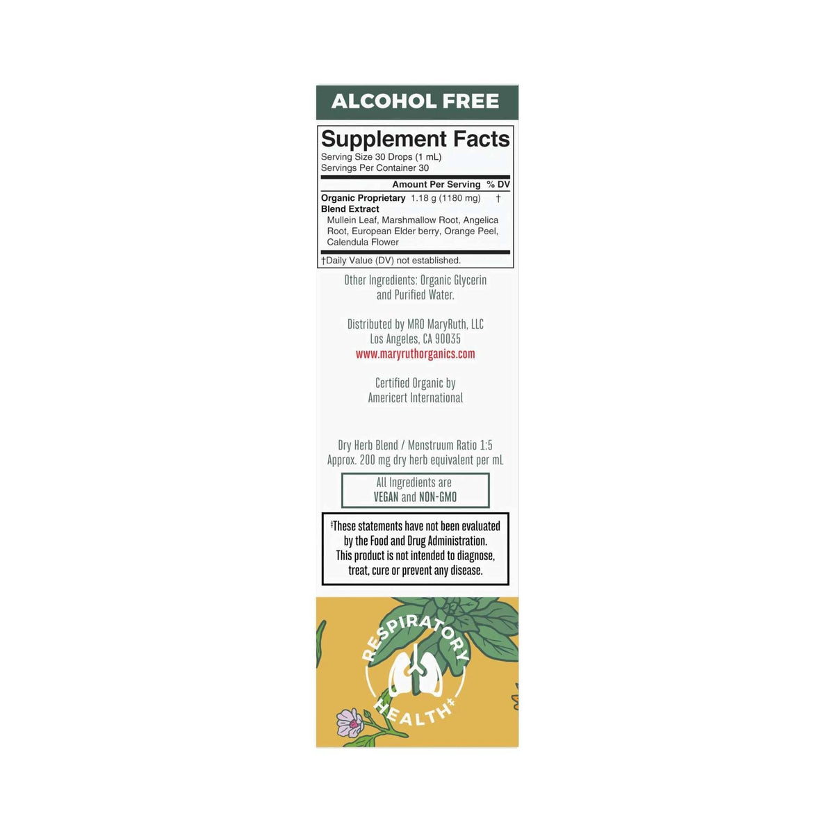 Vegan Organic Respiratory Health Liquid Extract Herbal Blend