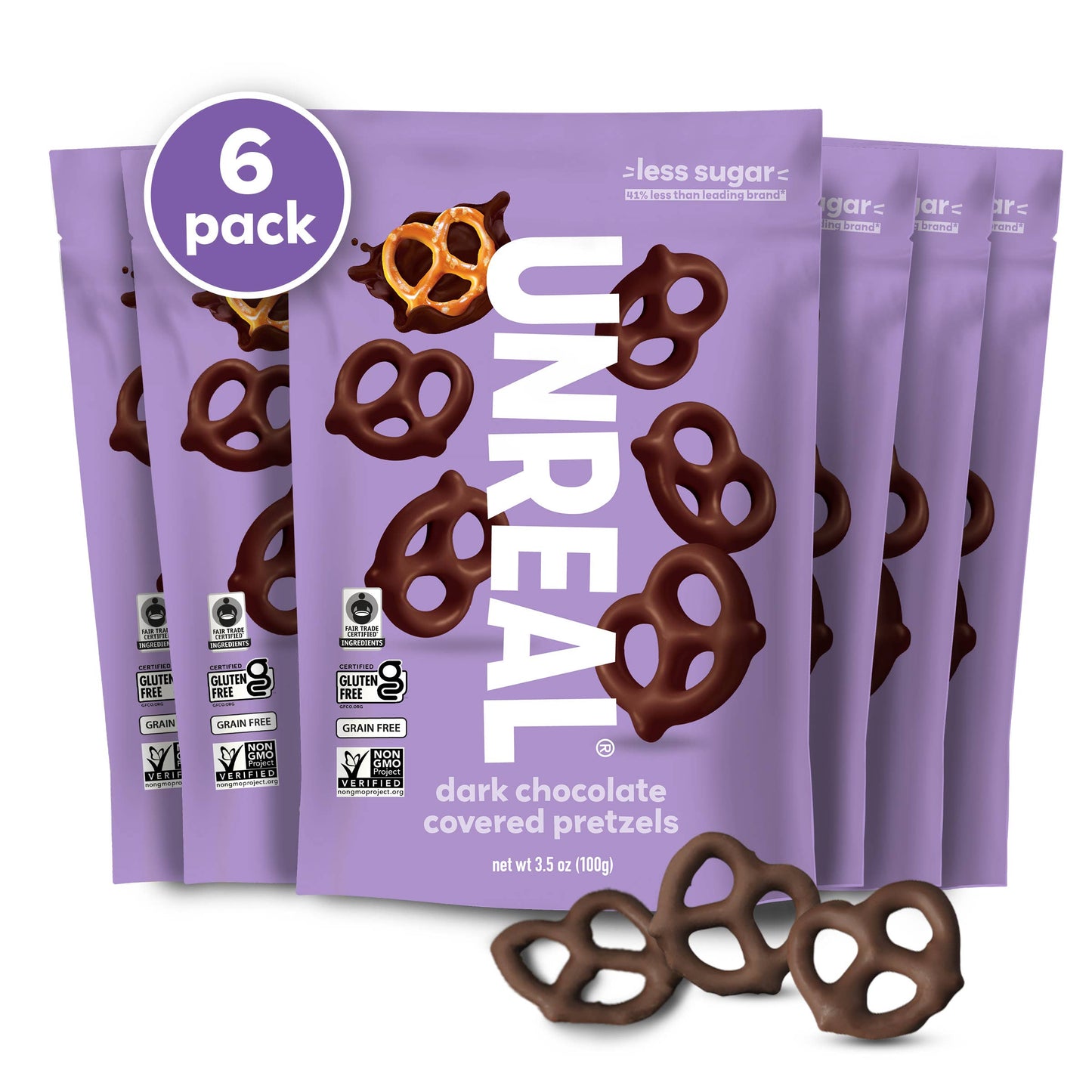 Dark Chocolate Covered Pretzels (6 bags)
